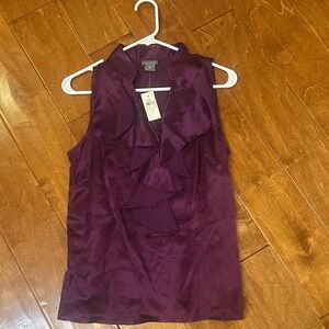 Ann Taylor Rich Purple Ruffle Blouse